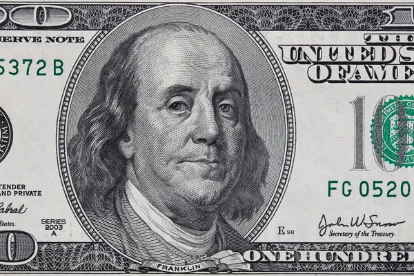 Θραύσμα Παλαιού Χαρτονομίσματος Των 100 Δολαρίων Για Σχεδιασμό — Φωτογραφία Αρχείου