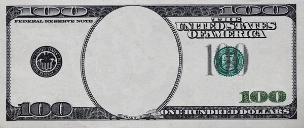 Egyesült Államok 100 Dolláros Határ Üres Középső Terület Tervezési Célra — Stock Fotó