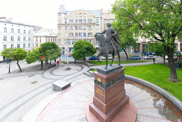 Lviv Ukraine May 2020 Air View Monument King Danylo Halytskyi — 图库照片