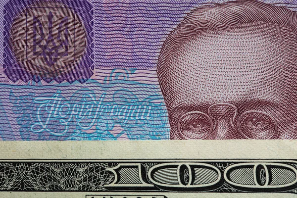 100 Dollar Banknote Auf Hrywnja Banknote Für Designzwecke — Stockfoto
