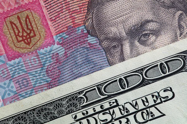 100 Dollar Banknote Auf Hrywnja Banknote Für Designzwecke — Stockfoto