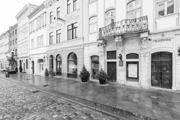 Lviv Oekraïne Januari 2021 Lege Lviv Straten Tijdens Covid Quarantaine — Stockfoto