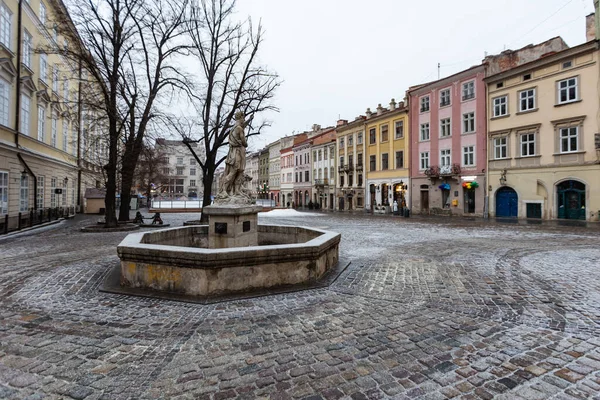 Lviv Ukraine Januar 2021 Leere Straßen Lviv Während Der Quarantäne — Stockfoto