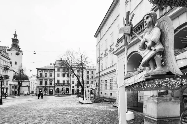 Lviv Ucrânia Janeiro 2021 Ruas Vazias Lviv Durante Quarentena Covid — Fotografia de Stock