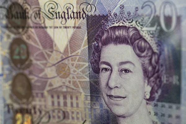 Closeup Pound Sterling Banknote Design Purpose — Stock Photo, Image