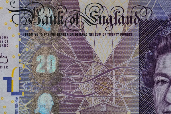 Closeup Pound Sterling Banknote Design Purpose — Stock Photo, Image