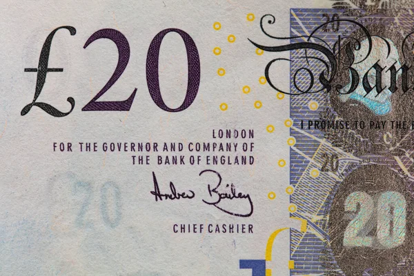 Closeup Pound Sterling Banknote Design Purpose — Stock Photo, Image