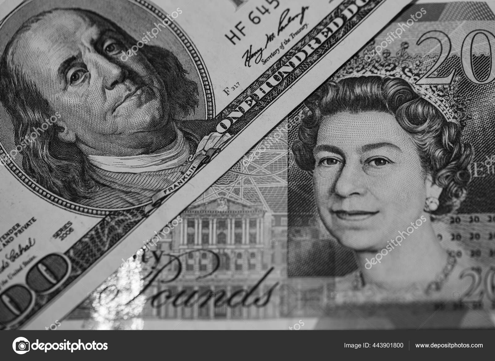 설계상의 목적으로 100 지폐와 파운드짜리 스털링 — 스톡 사진 © Ruslan-Lytvyn #443901800