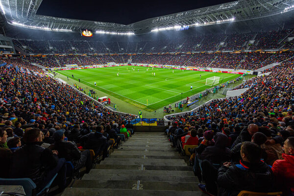 Львов, Украина - 14 апреля 2016 года: Лига Европы УЕФА, ФК "Шахтер" Донецк (Украина) - СК "Брага" (Португалия))