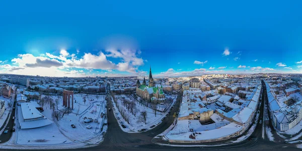 Lviv Ucrânia Janeiro 2021 Aerial Veiw Igreja Elizabeth Lviv Ucrânia — Fotografia de Stock