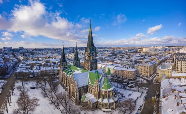 Lviv Ukraine January 2021 Aerial Veiw Elizabeth Church Lviv Ukraine — Stock Photo, Image