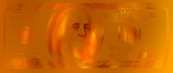 Golden Textured 100 Dollar Banknote Design Purpose — Stock Photo, Image