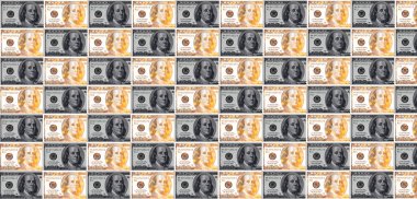 Altın desenli 100 Amerikan Doları banknotlar tasarım amaçlı duvar kağıtları