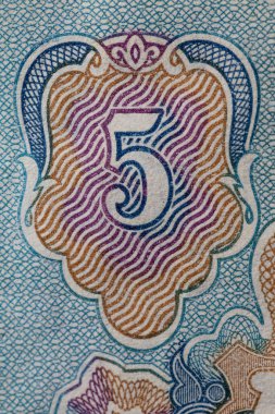 Tasarım amacı için 5 SSCB ruble banknotunun tersi