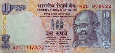 eski 10 Hint rupisi tasarım amacı için ters