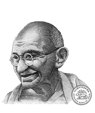Mahatma Gandhi tasarım için 10 Hint Rupisini kesti.