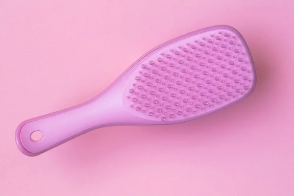 Pink Hairbrush Isolated Pink Background — Stock Photo, Image