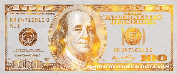 Banconota 100 Dollari Usa Con Texture Dorata Scopo Progettazione — Foto Stock