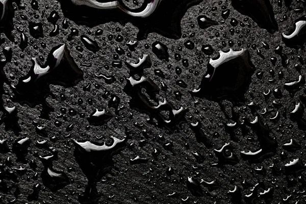 Σταγόνες Νερού Μαύρο Δίσκο Σχιστόλιθου Φόντο Μοτίβο — Φωτογραφία Αρχείου
