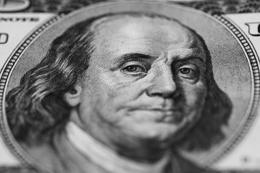 Tasarım amaçlı eski 100 dolarlık banknotun bir parçası.