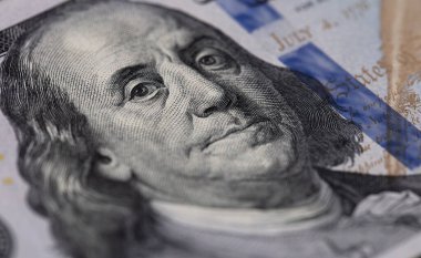 Tasarım amaçlı yeni 100 dolarlık banknotun bir parçası.