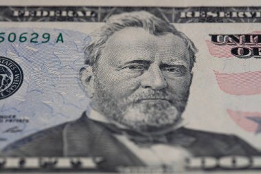 Tasarım amaçlı 50 dolarlık banknotun bir parçası.