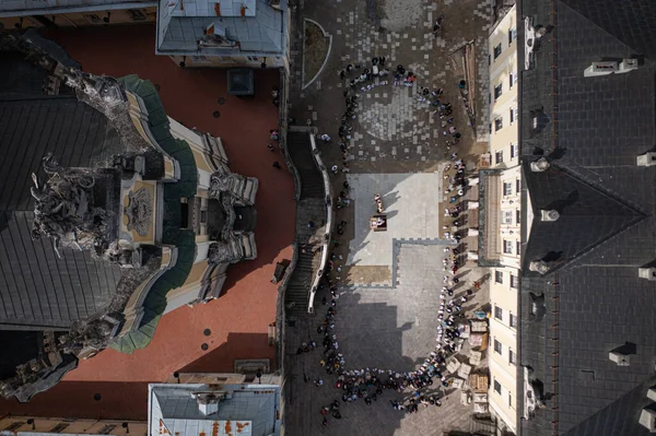 Lviv Ucrânia Maio 2021 Vista Aérea Sobre Catedral São Jorge — Fotografia de Stock