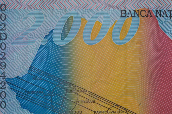 2000 Romanya Lei Banknotunun Bir Parçası 1999 Serisi Polimer Tasarım — Stok fotoğraf