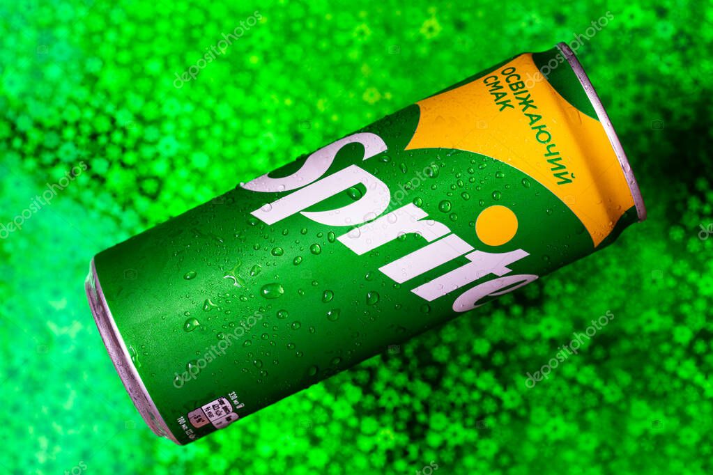Georgia, U.S.A. - May 15, 2021: Can of  lemon and lime-flavored soft drink Sprite