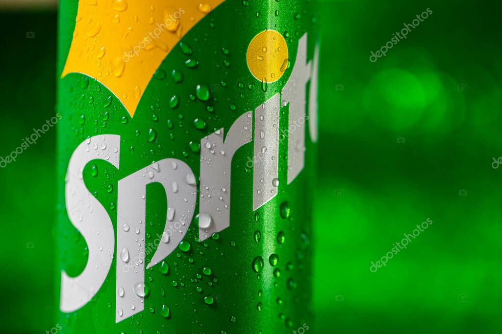 Georgia, U.S.A. - May 15, 2021: Can of  lemon and lime-flavored soft drink Sprite