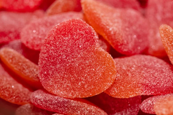 Coração Vermelho Forma Geléia Doces Fundo — Fotografia de Stock