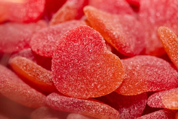 Coração Vermelho Forma Geléia Doces Fundo — Fotografia de Stock