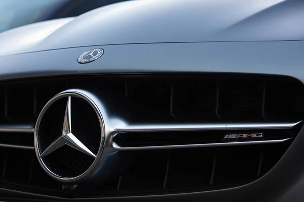 Stuttgart Germany June 2021 Mercedes Benz Sign Black Car — Stock Photo, Image