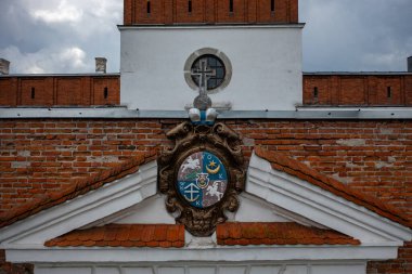 Dubno, Ukraine - June 7, 2021: Aerial view on Dubno castle from drone clipart