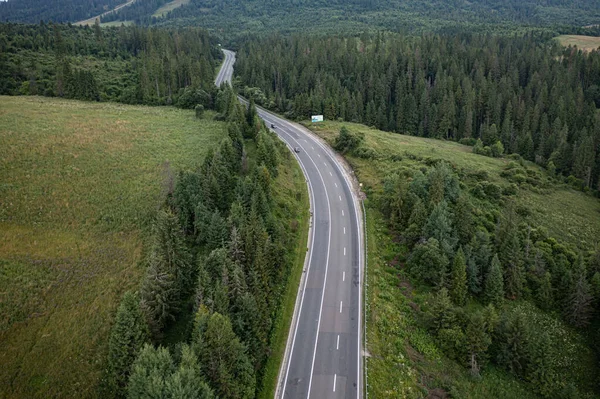 Luchtfoto Bergweg Vanaf Drone — Stockfoto