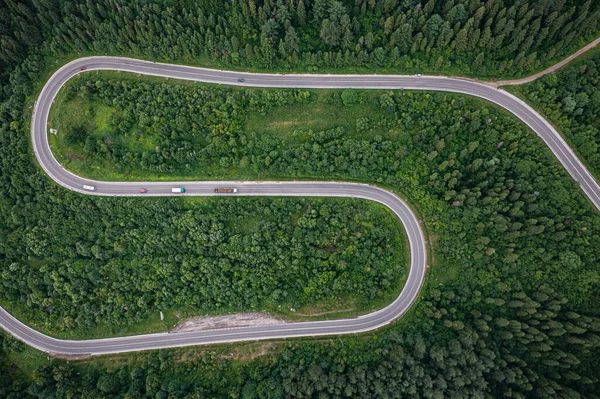 Vista Aerea Sulla Strada Montagna Drone — Foto Stock