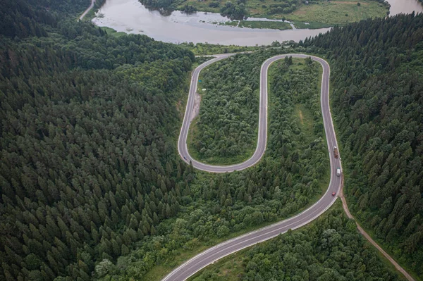 Vista Aerea Sulla Strada Montagna Drone — Foto Stock