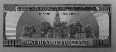 Tasarım amaçlı eski 100 dolarlık banknotun bir parçası.