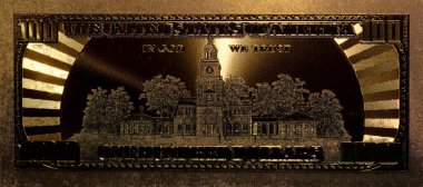 golden 100 US dollar banknote for design purpose
