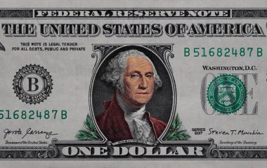 Tasarım amacı için 1 dolarlık banknotun ön tarafındaki renklendirilmiş parça