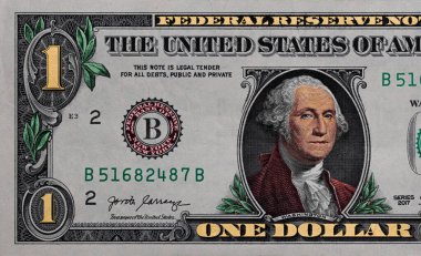 Tasarım amacı için 1 dolarlık banknotun ön tarafındaki renklendirilmiş parça