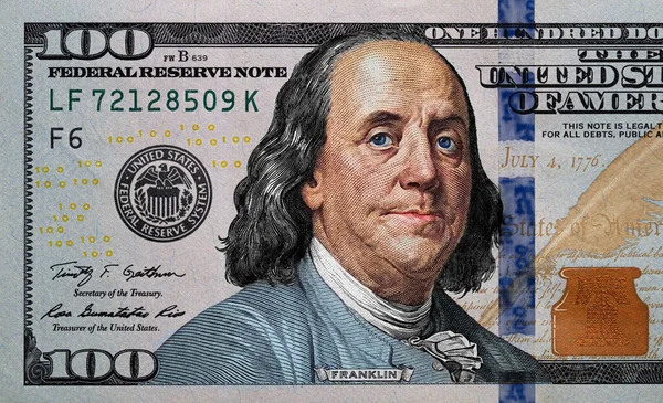 设计用的新彩色100美元钞票碎片 — 图库照片