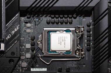 Kaliforniya, ABD - 21 Ağustos 2021: Intel Core i9-11900 İşlemcisinin Kapanışı