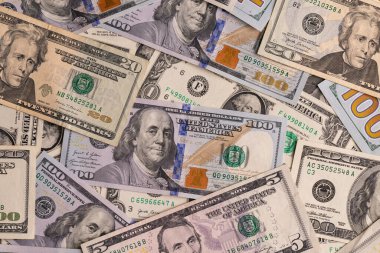 Tam Çerçeve Dağılmış ABD Doları Banknotlarını Kapat