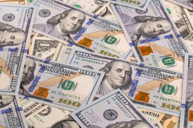 Full Frame Scattered US 100 Dolarlık Banknotlar Arkaplanı