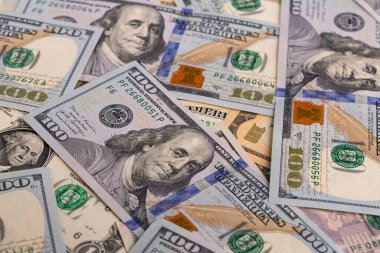 Full Frame Scattered US 100 Dolarlık Banknotlar Arkaplanı