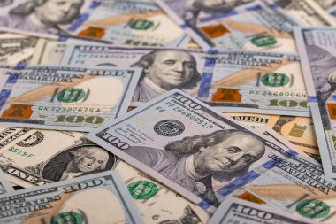 Full Frame Scattered US 100 Dolarlık Banknotlar Arkaplanı