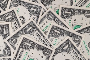 Dağınık ABD Bir Dolar Banknotlarının Tam Çerçeve Arkaplanı