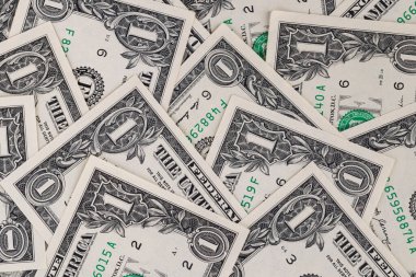 Dağınık ABD Bir Dolar Banknotlarının Tam Çerçeve Arkaplanı