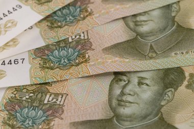 Mao Zedong Portresi ile Çin Yuan Banknotlarının Tam Çerçeve Arkaplanını Kapat